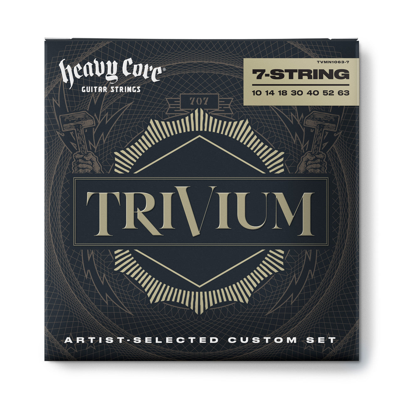JIM DUNLOP | TVMN1063-7 | Trivium Custom Nickel Wound 7 String Electric Guitar Strings. JIM DUNLOP | TVMN1063-7 | Trivium Custom Nickel Wound 7 String Electric Guitar Strings.